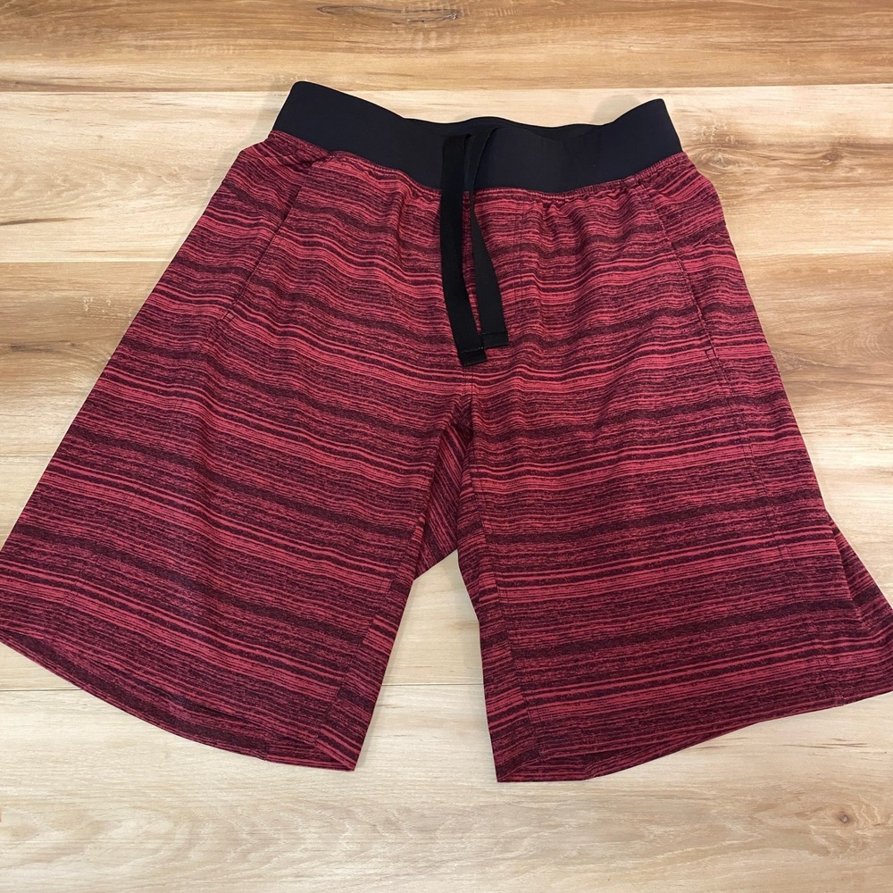 Lululemon Mens Space Dye Athletic Shorts Medium Burgundy Red Drawstring Gym